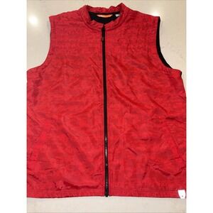 CBUK Men's L Swish Printed Sport Vest Full Zip Black‎ Red Quilted Gorpcore